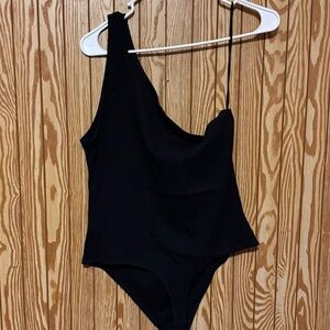 American Eagle Outfitters Black One-Shoulder Bodysuit